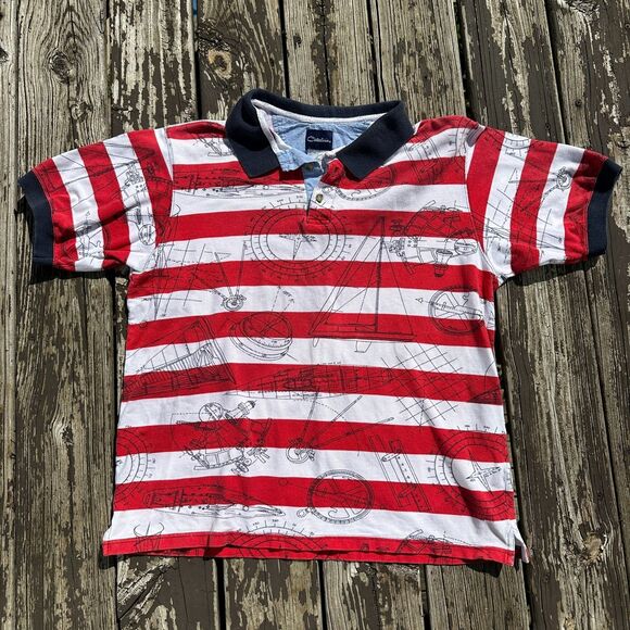 Vtg 90s Polo Shirt Mens L Nautical Stripe Boating Preppy Golf Americana Summer - Picture 2 of 9